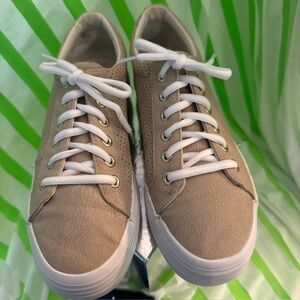 Comfort in every step size 8.  Cream color suede sneakers.
